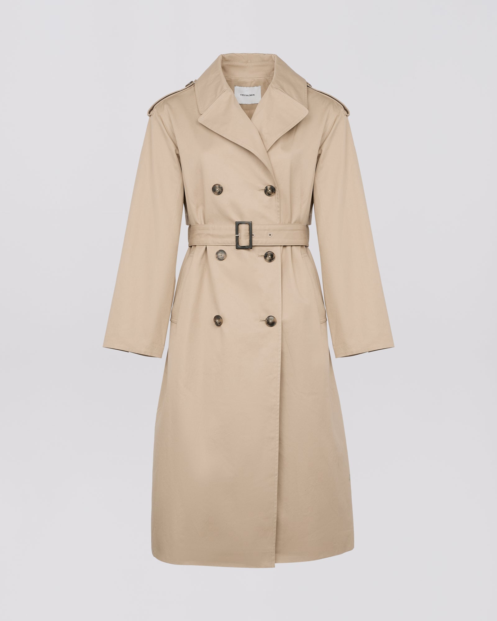 Cotton gabardine trench coat- Beige - Yves Salomon