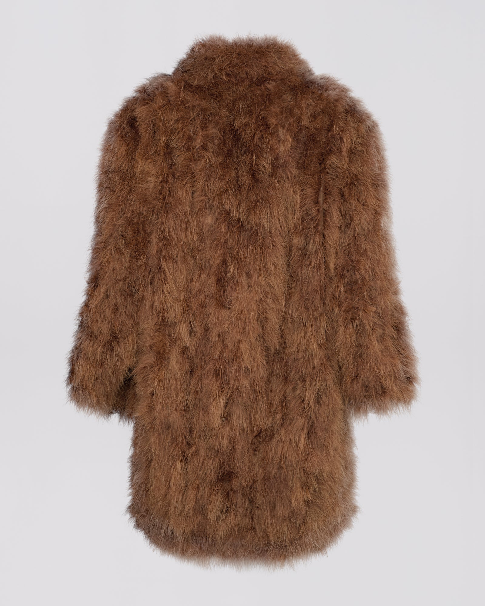 Feather shawl collar coat- Camel - Yves Salomon