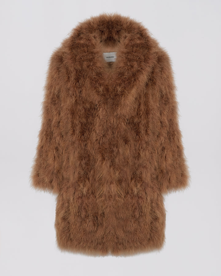 Feather shawl collar coat
