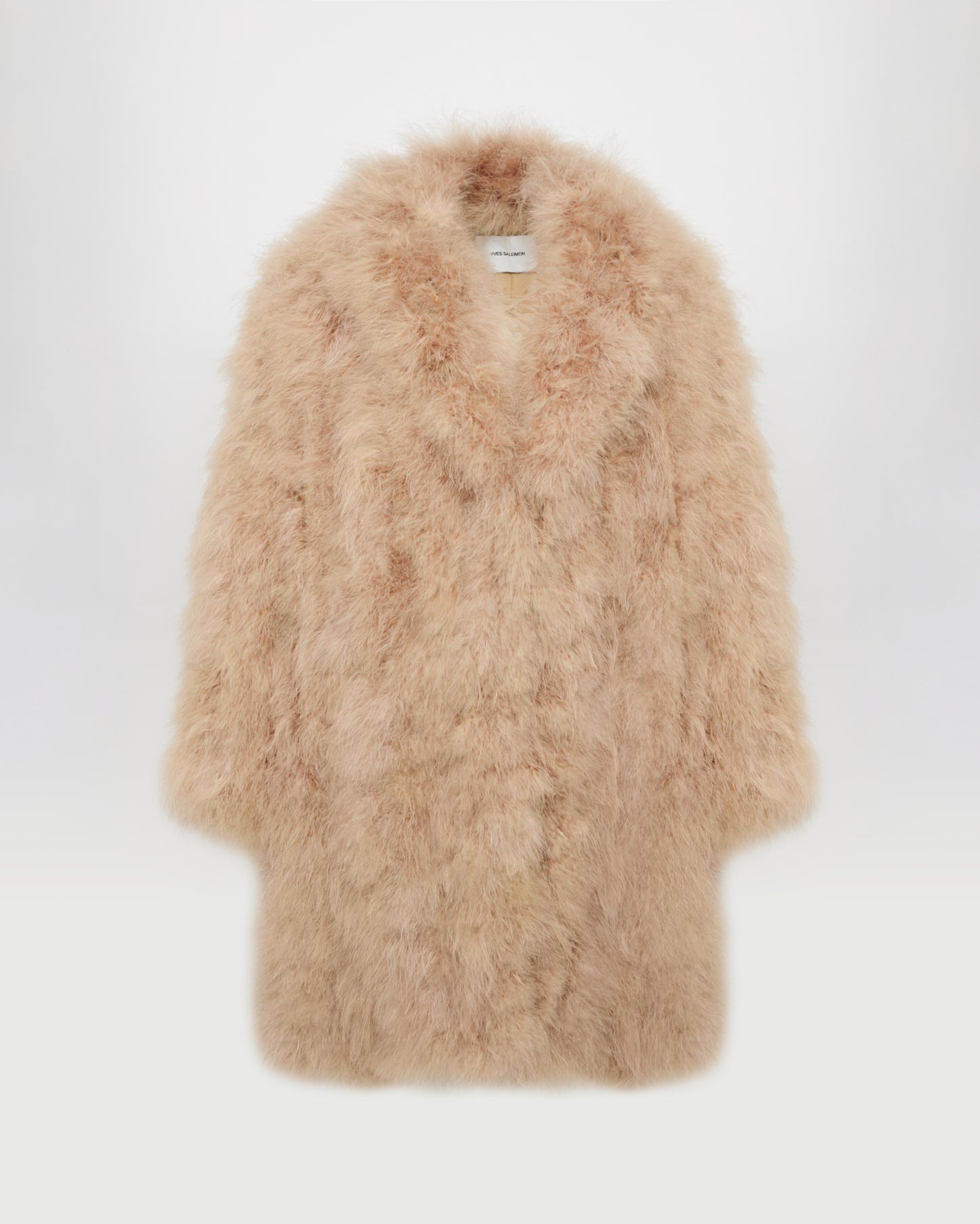 Manteau col châle en plumes
