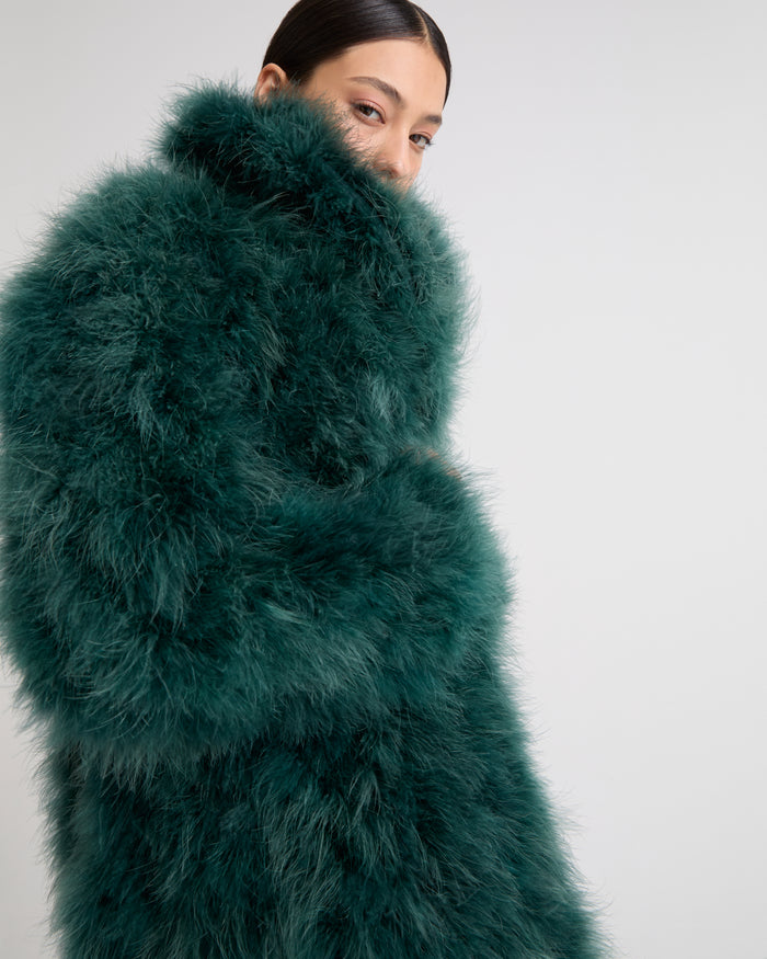 yves salomon Manteau col châle en plumes - nouveauté