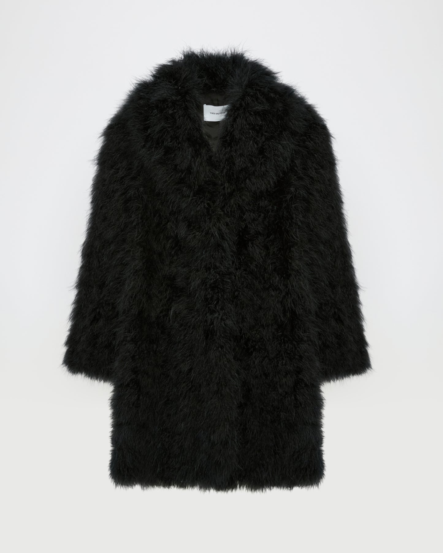 Manteau col châle en plumes