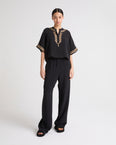 Pantalon palazzo en crêpe de soie
