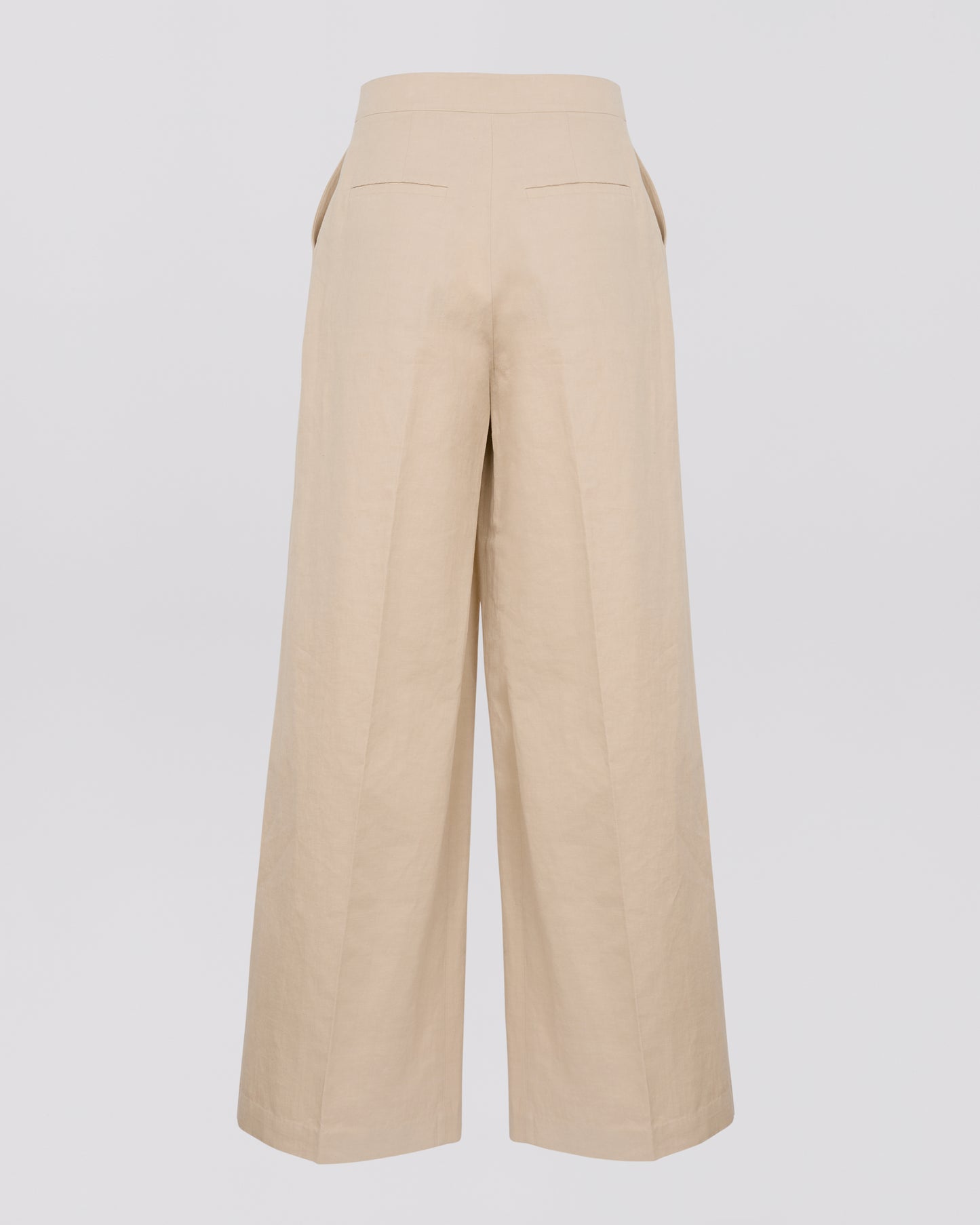 Pleated trousers in cotton-linen fabric