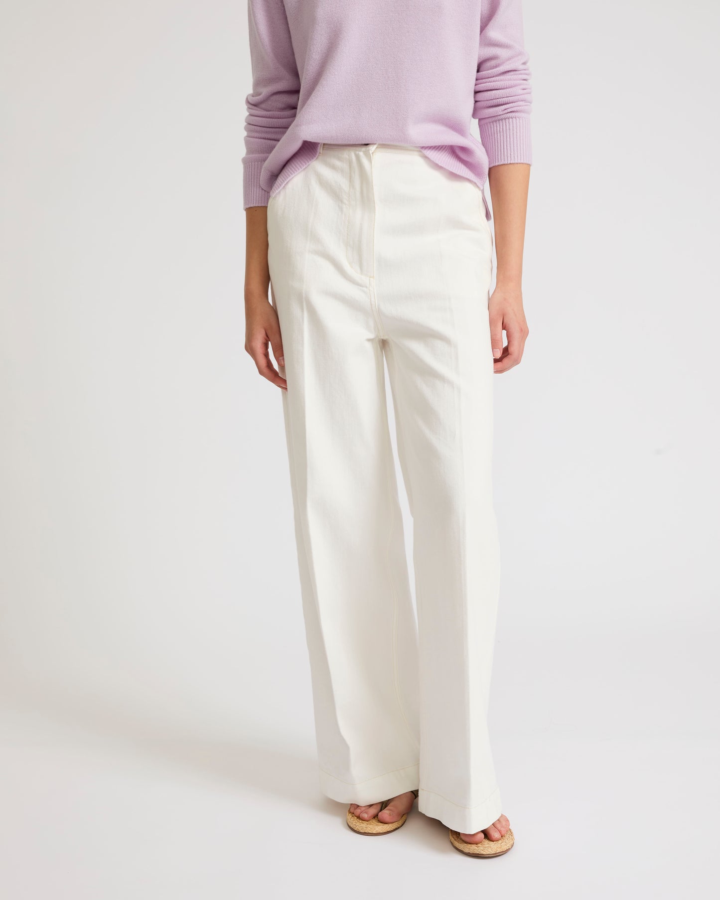 Ventes privées - pantalon-large-en-denim-blanc-25eyp039xxdecoc10 -Yves Salomon