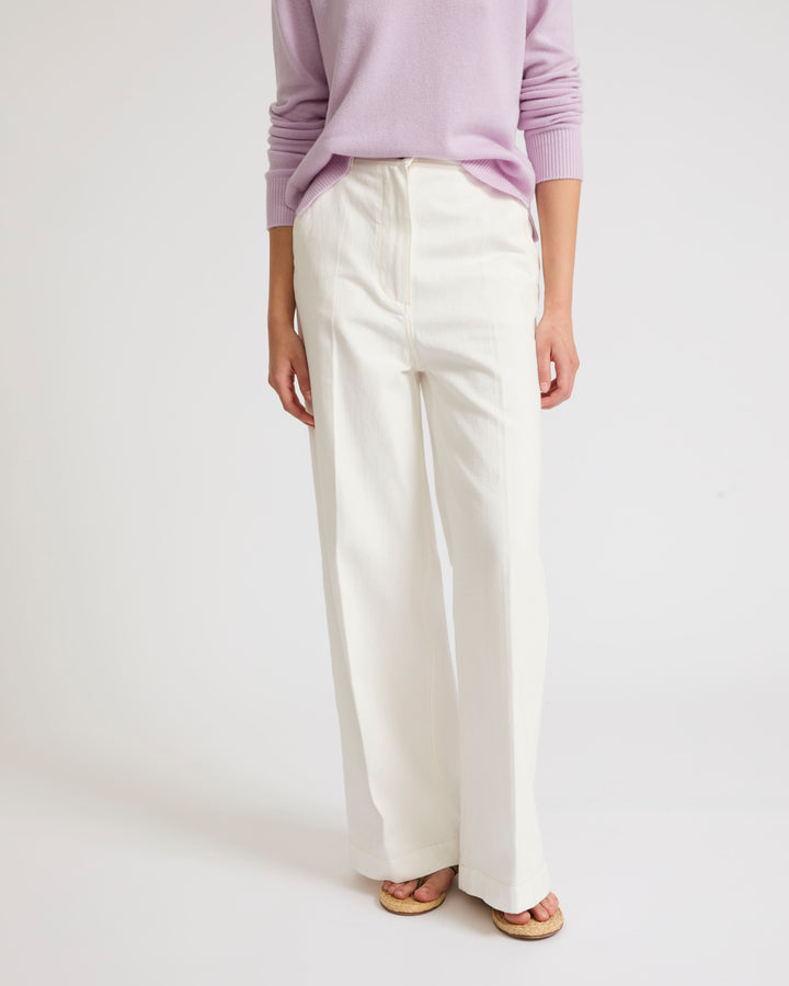 Ventes privées - pantalon-large-en-denim-blanc-25eyp039xxdecoc10 -Yves Salomon