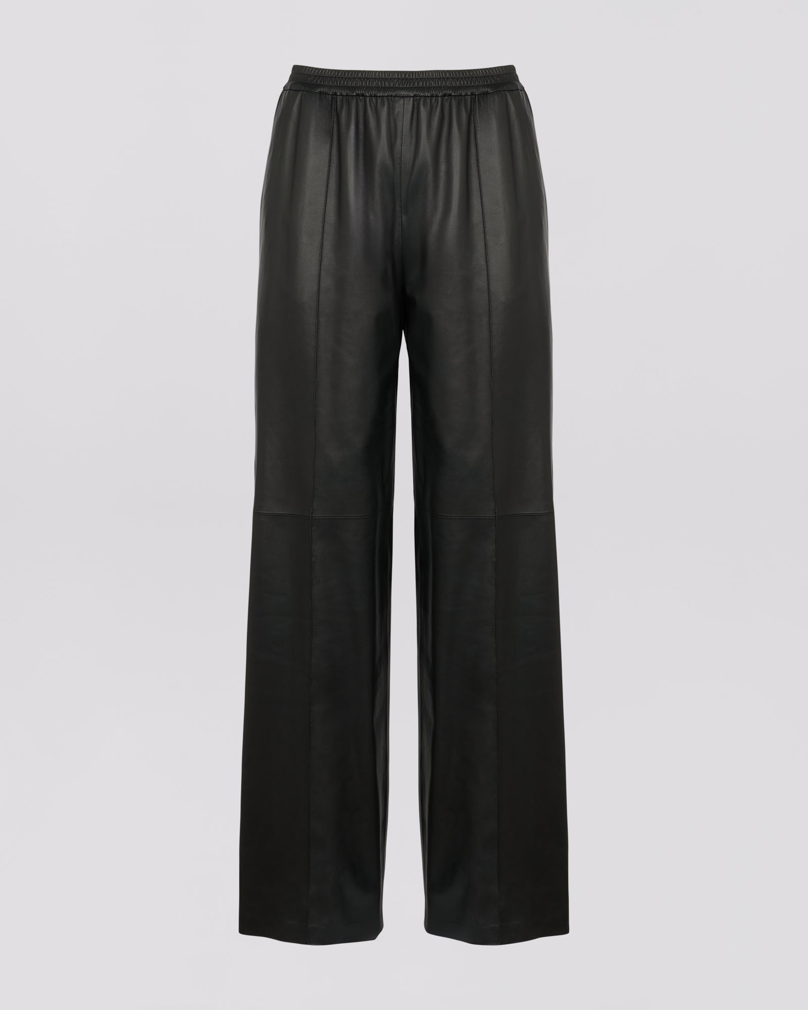 Fine lamb leather loose trousers-Black - Yves Salomon