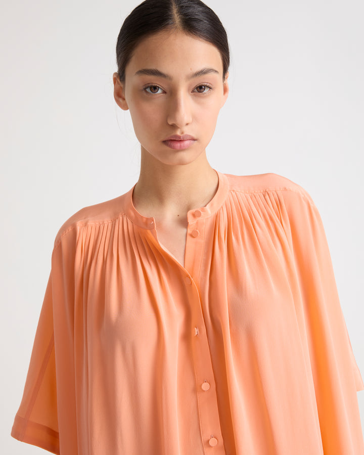 Robe kaftan en crêpe de soie légère