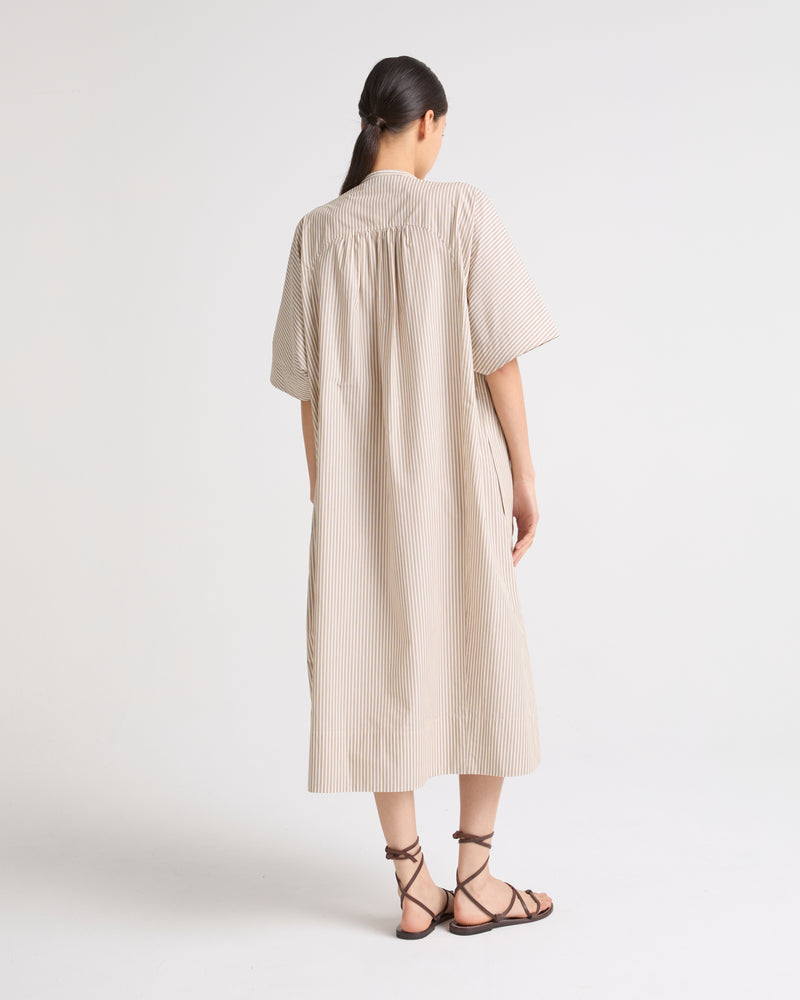 Robe kaftan en popeline rayée