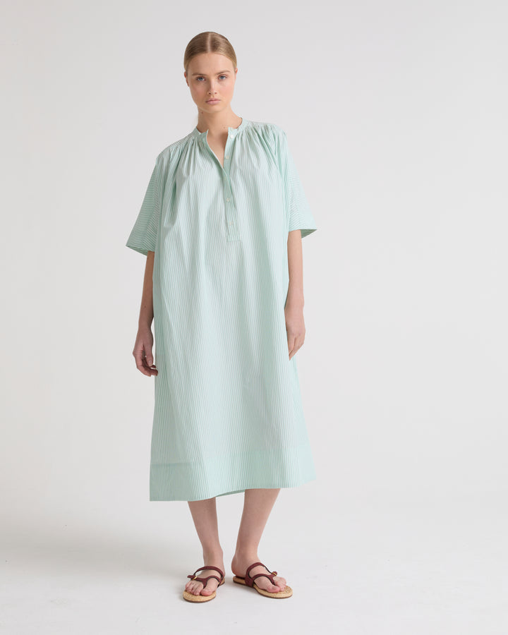 DRESS STRIPED POPLIN - green stripes - Yves Salomon