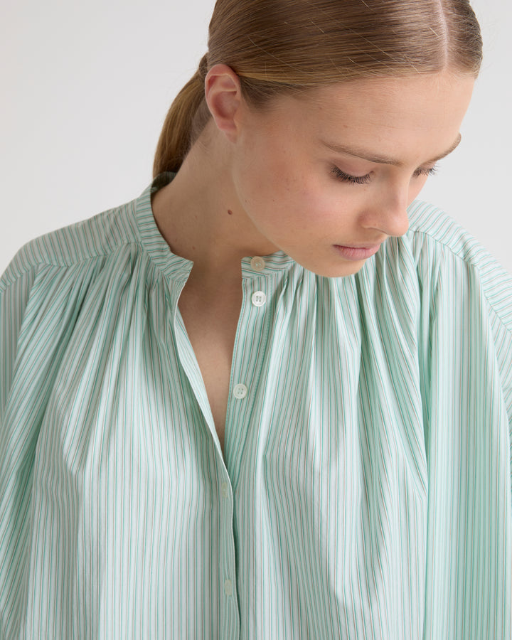 Robe kaftan en popeline rayée