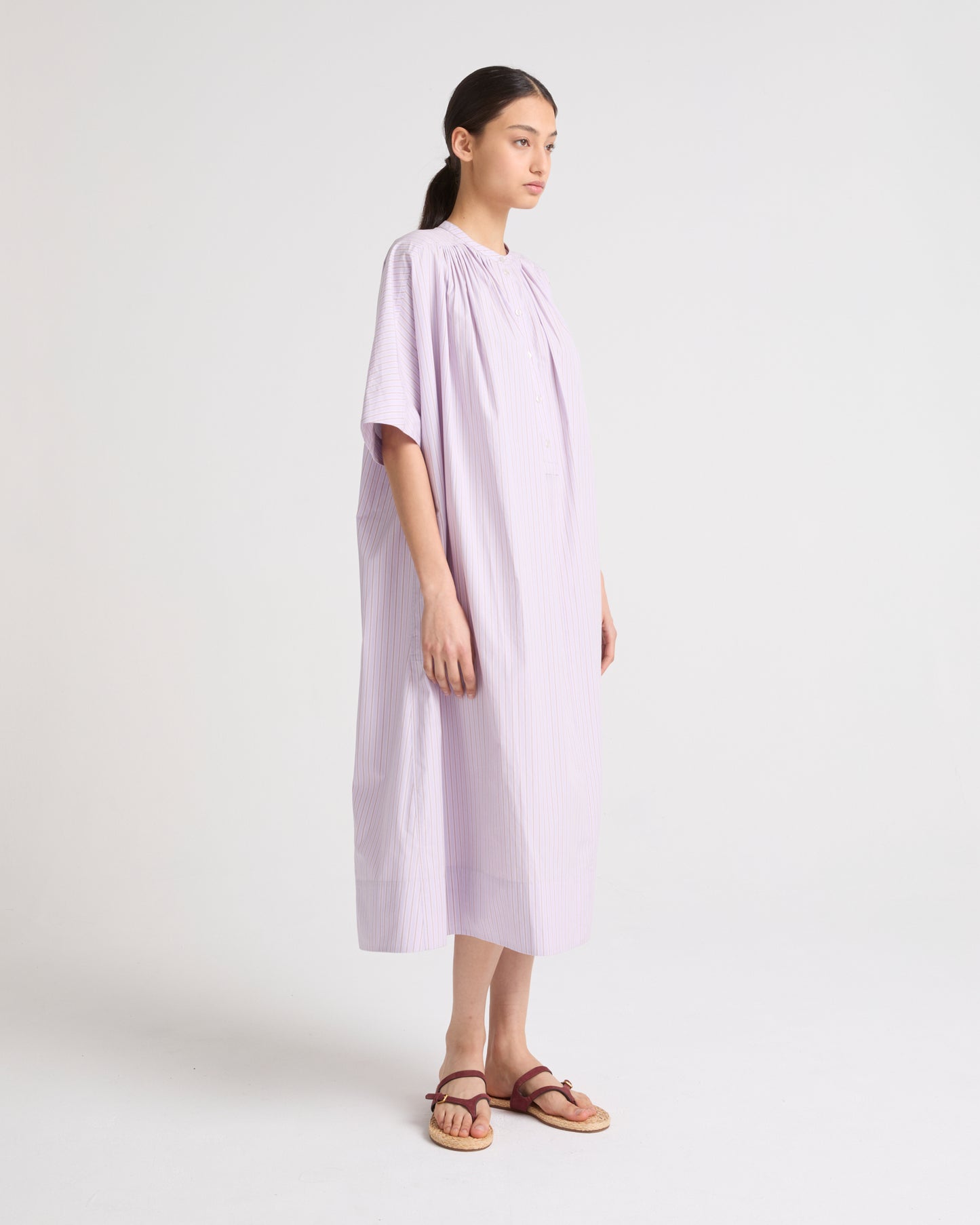 Robe kaftan en popeline rayée