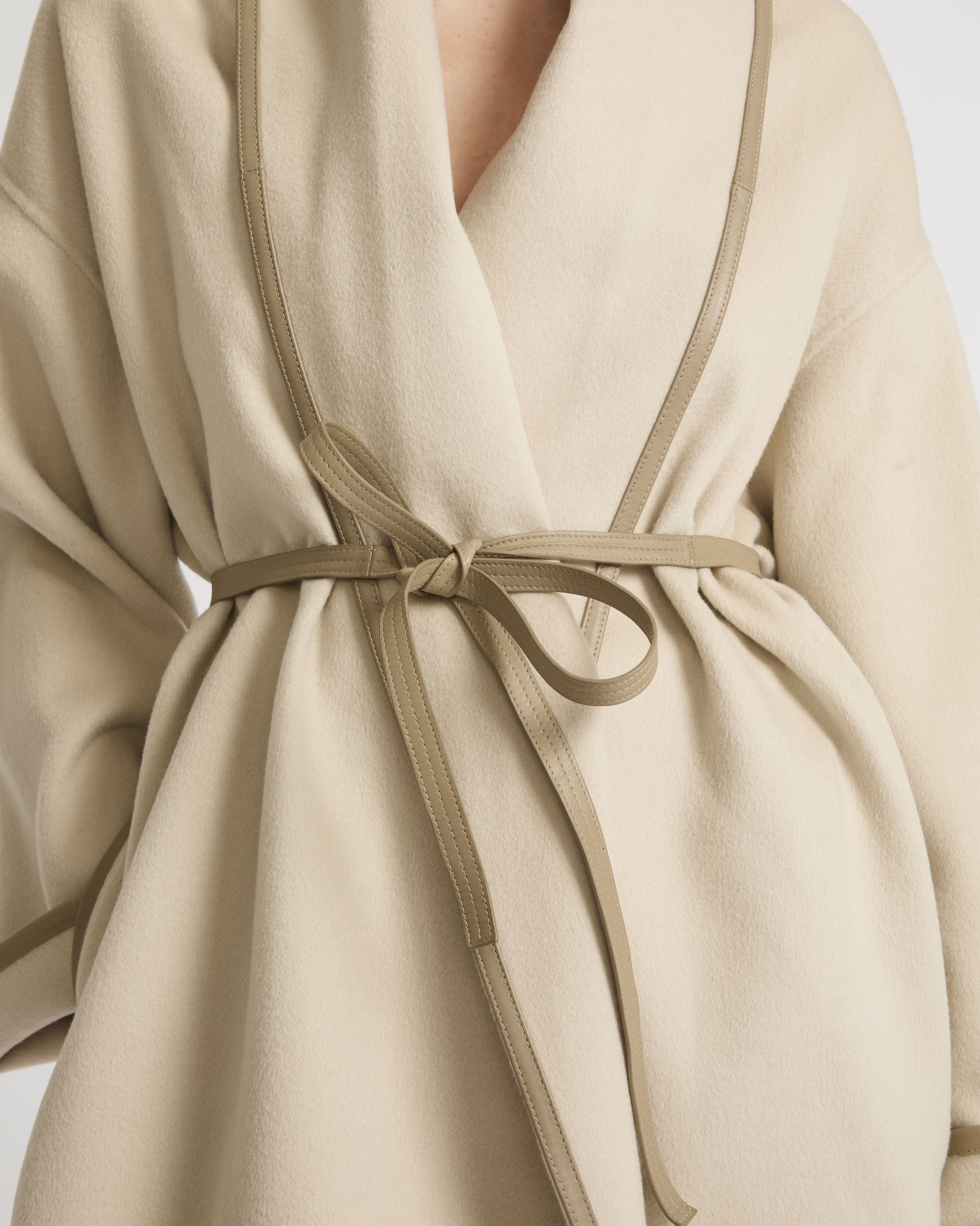 Double-sided wool-blend draped jacket- Beige-Yves Salomon
