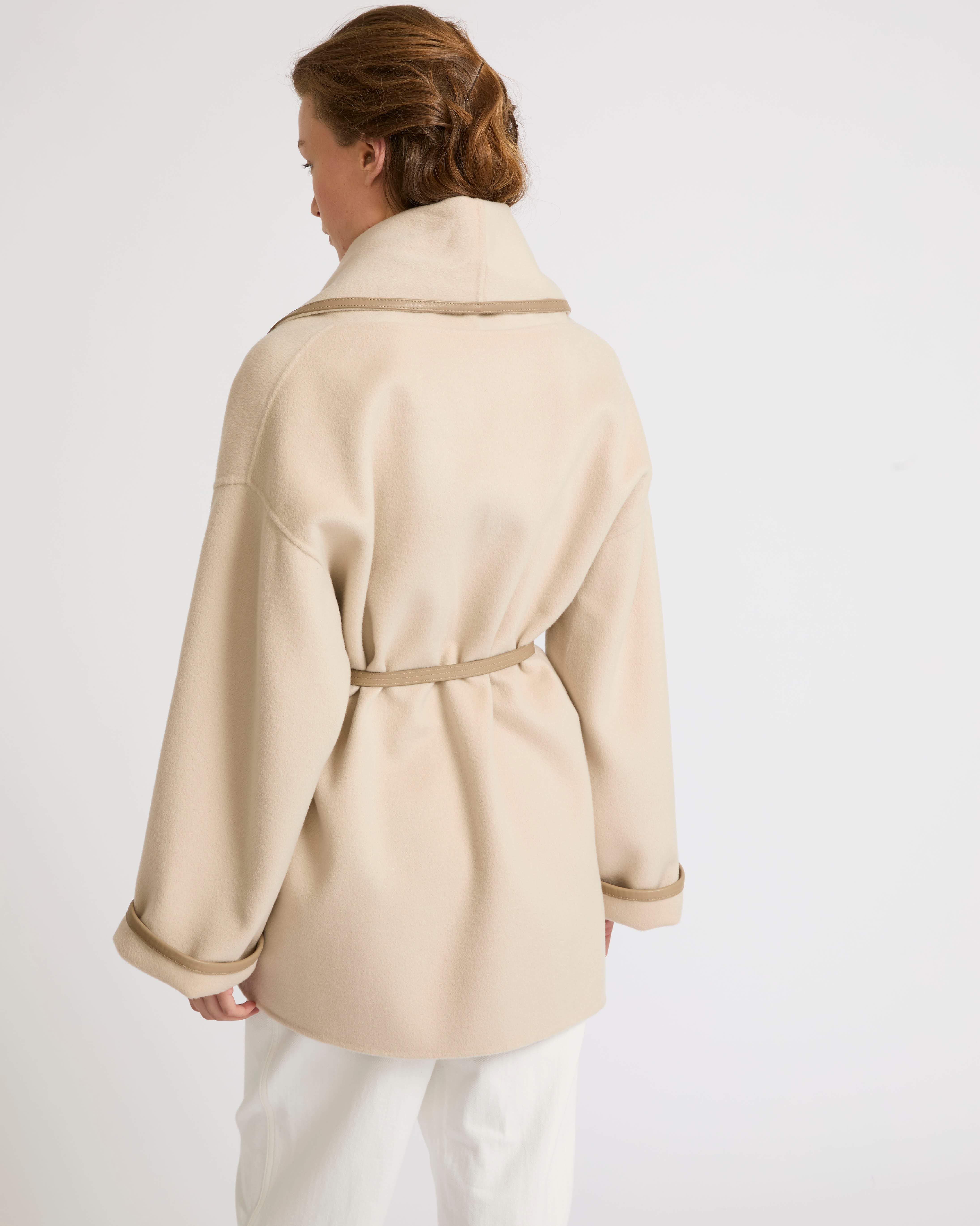 Double-sided wool-blend draped jacket- Beige-Yves Salomon