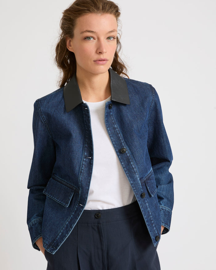yves salomon Veste courte en denim - nouveauté