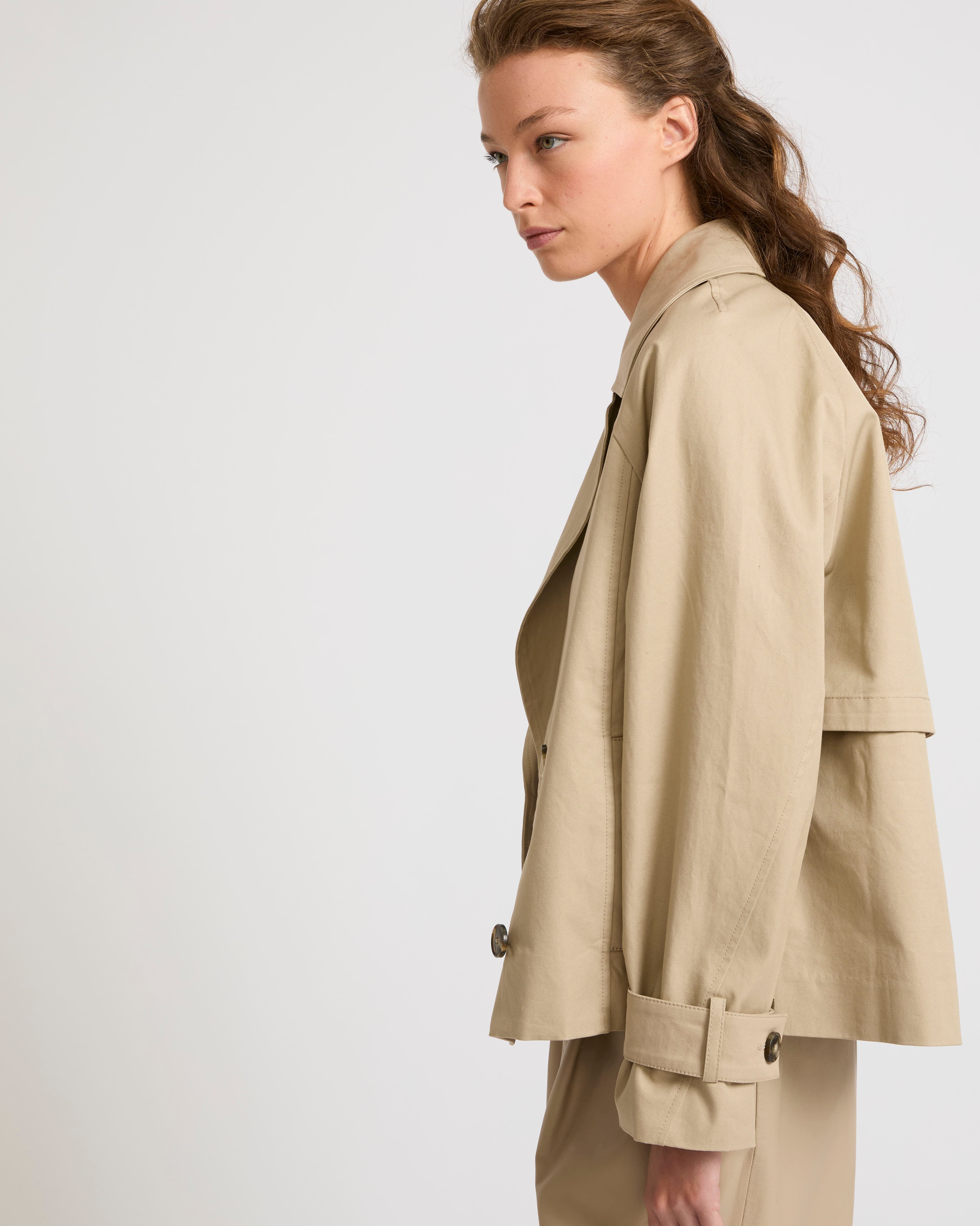 Cotton gabardine trench jacket - beige - Private sale – Yves Salomon