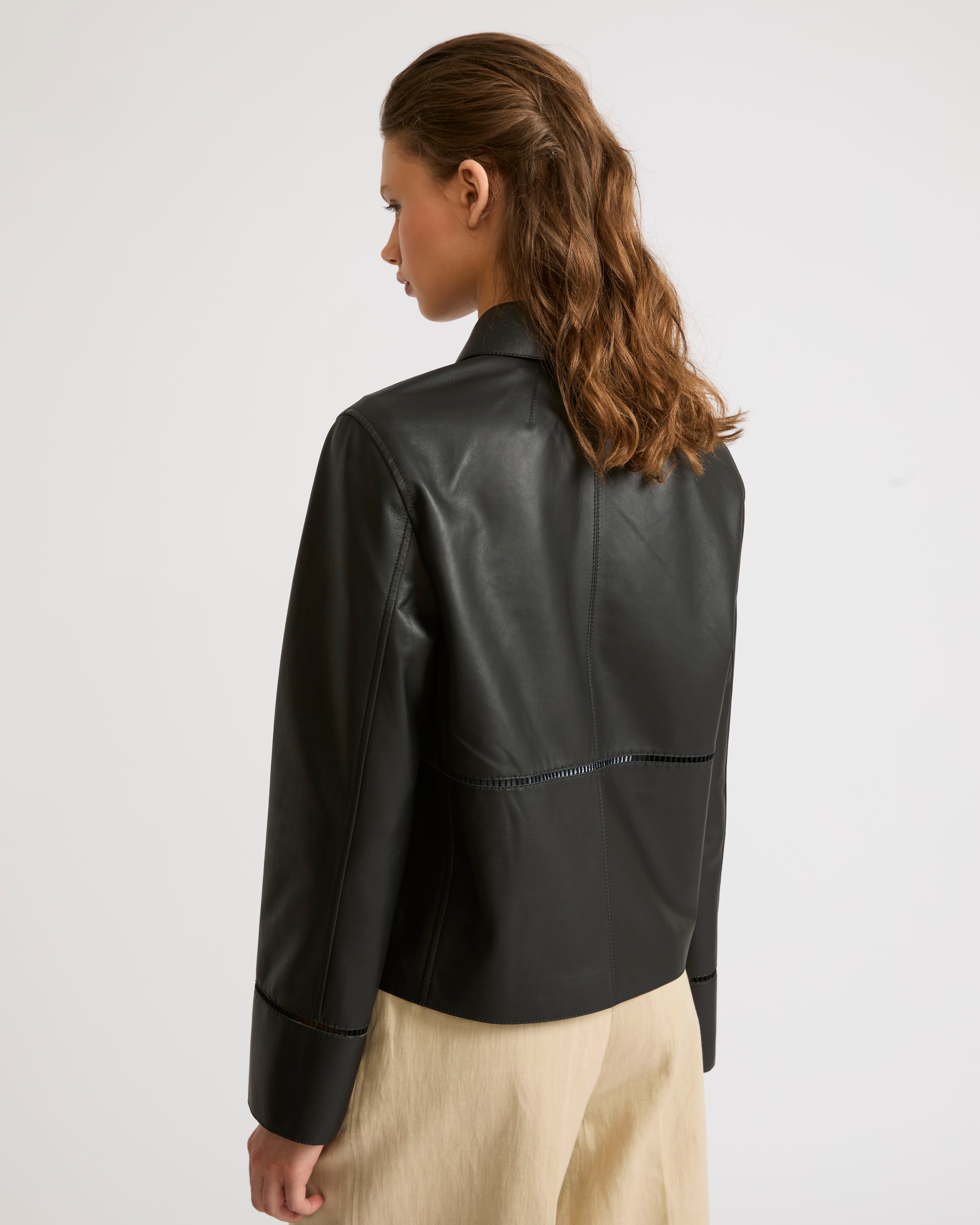 Shirt lamb leather jacket - Black - Yves Salomon