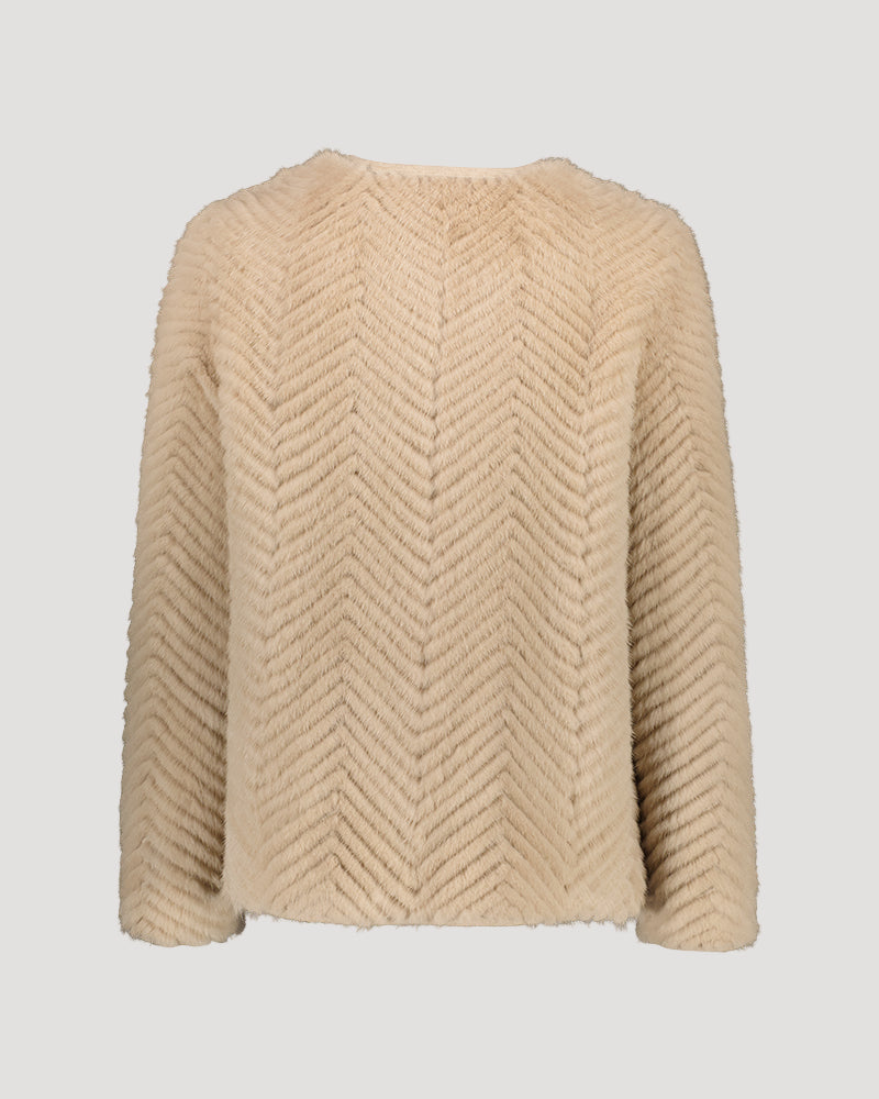 Veste en maille Mérinos et fourrure de vison