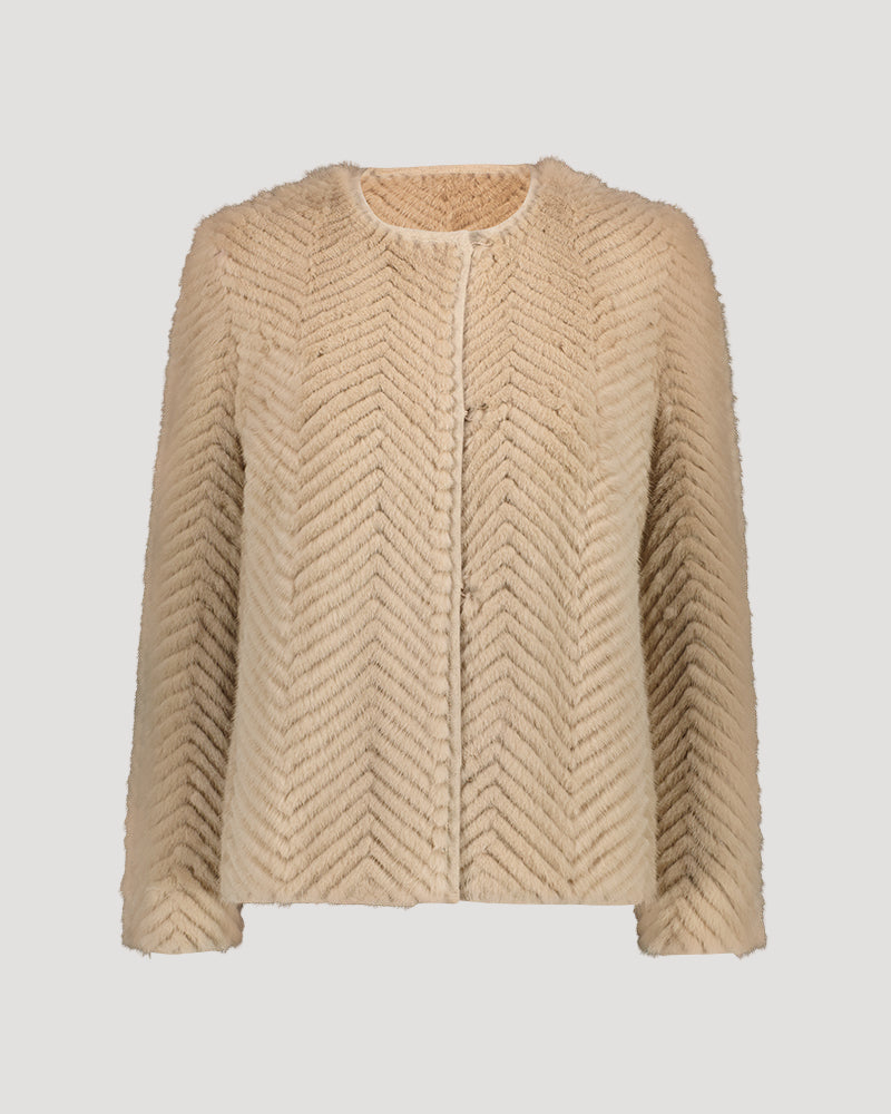 Veste en maille Mérinos et fourrure de vison