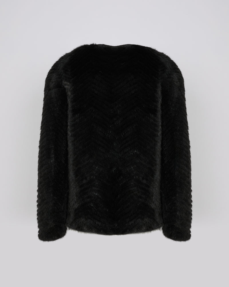 Veste en maille mérinos et vison
