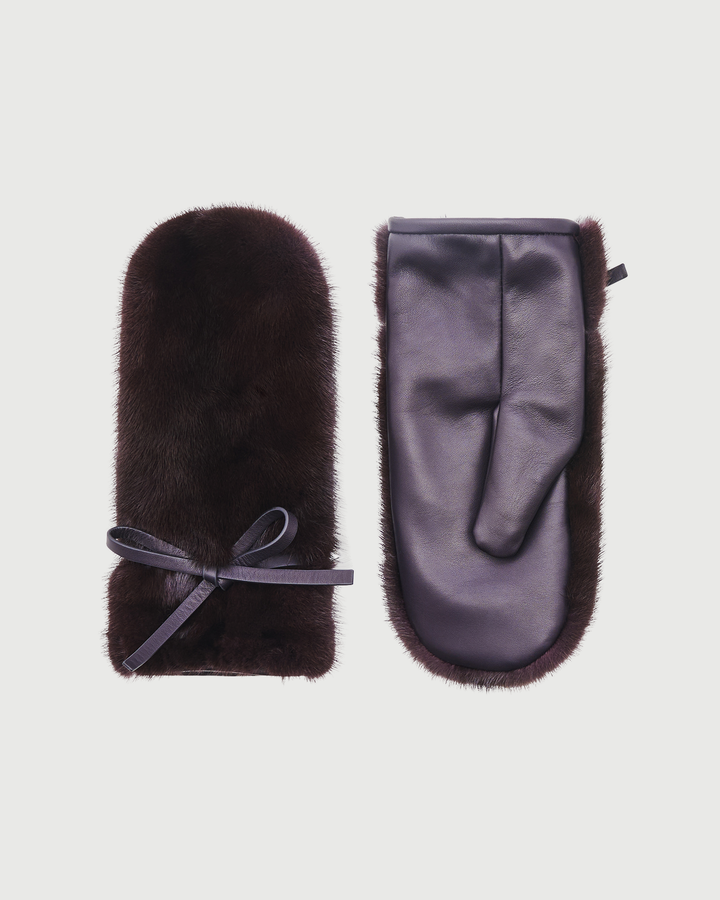 Moufles en fourrure de vison et cuir- Yves Salomon - Nouvelle collection Automne Hiver