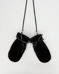 Mink fur and leather mittens