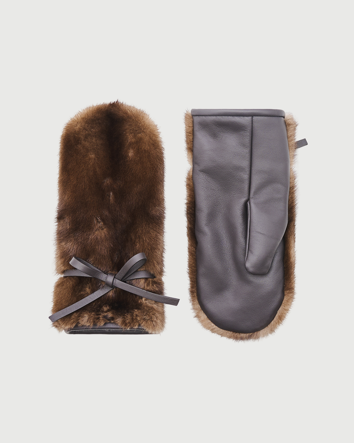 Moufles en fourrure de vison et cuir- Yves Salomon - Nouvelle collection Automne Hiver