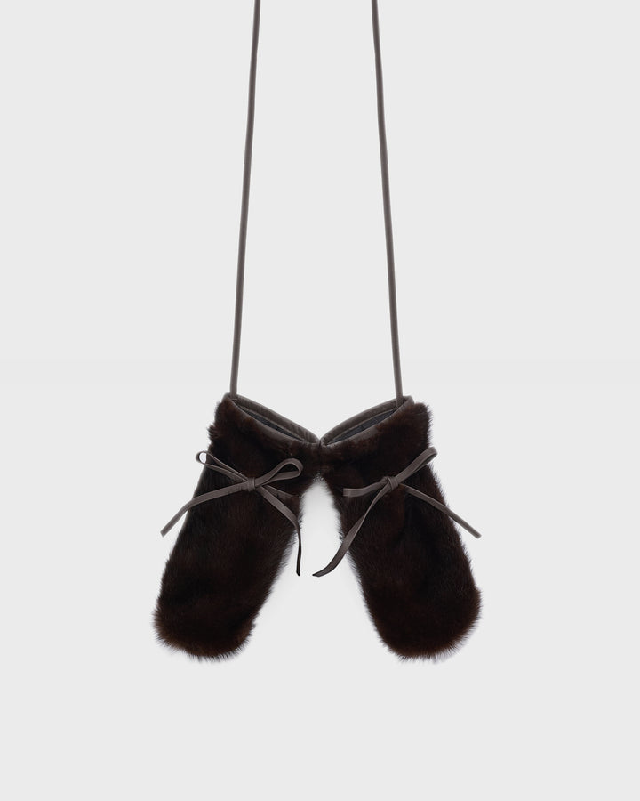 Moufles en fourrure de vison et cuir