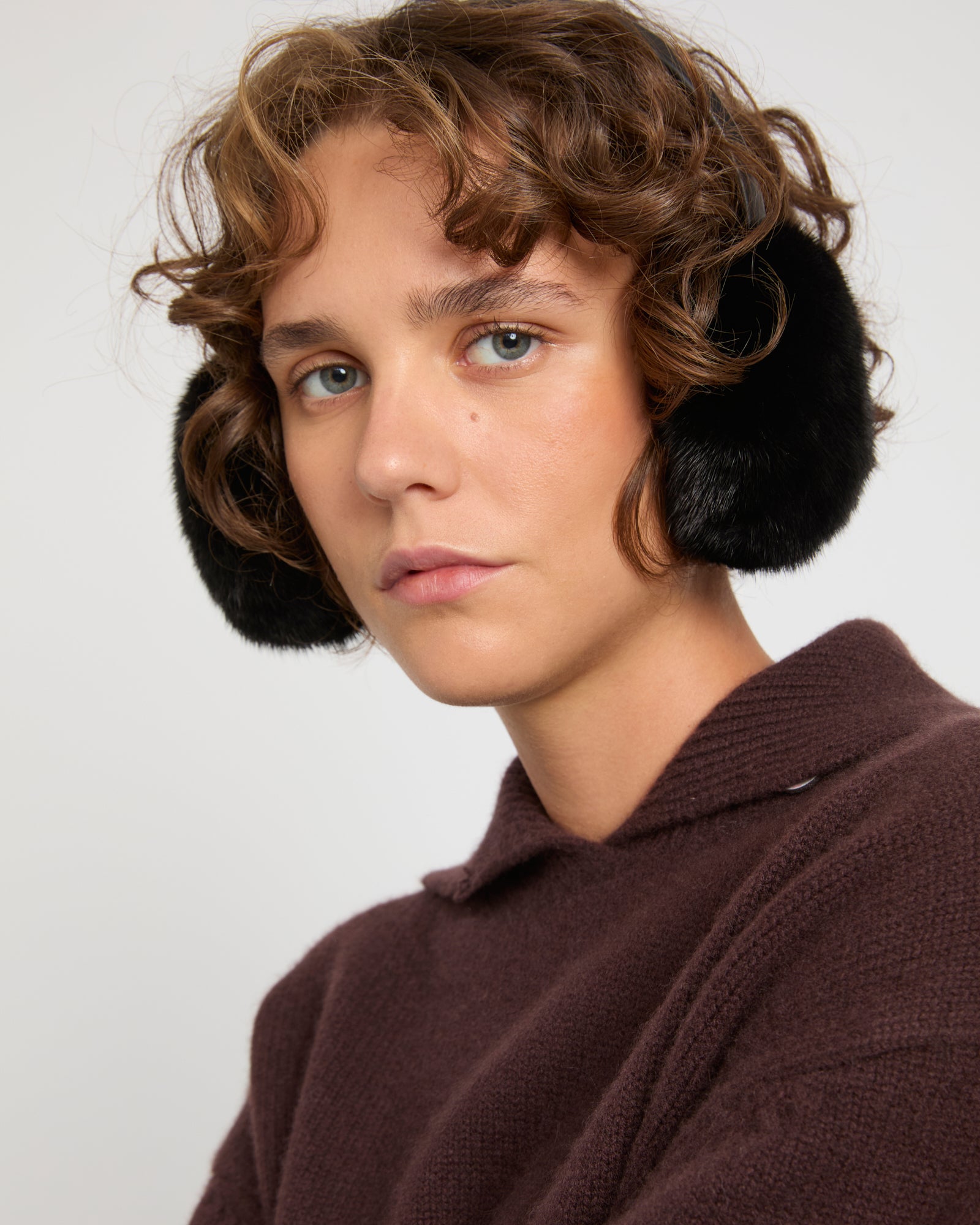 YVES SALOMON ラビットファー　イヤーマフ Eveソロモン ラビットリアルファー耳あて・イヤーマフ YVES SALOMON