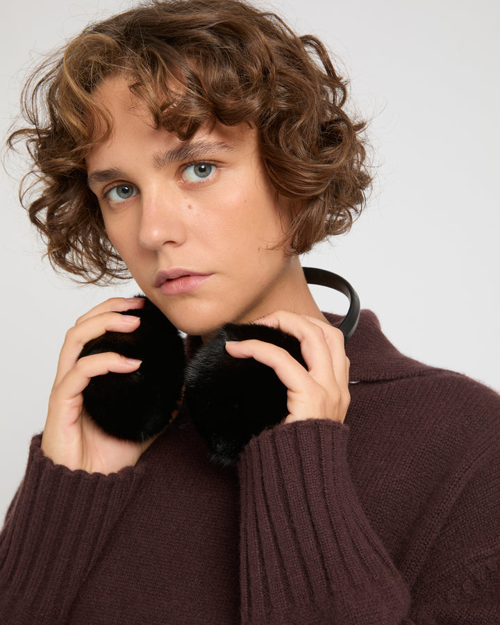Cache-oreilles en fourrure de vison