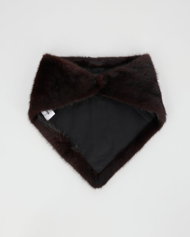 Bandana en fourrure de vison bordeaux - Yves Salomon - Nouvelle collection Automne Hiver