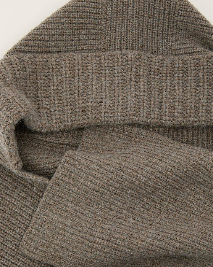 Cashmere and wool knit hooded scarf