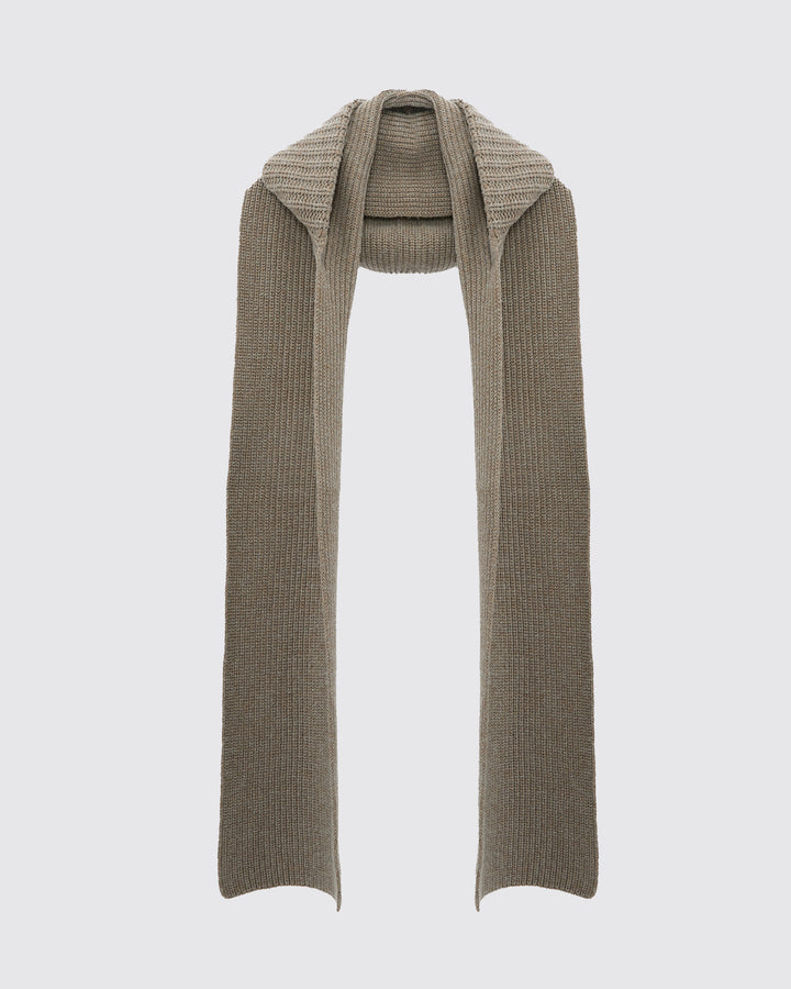 Cashmere and wool knit hooded scarf