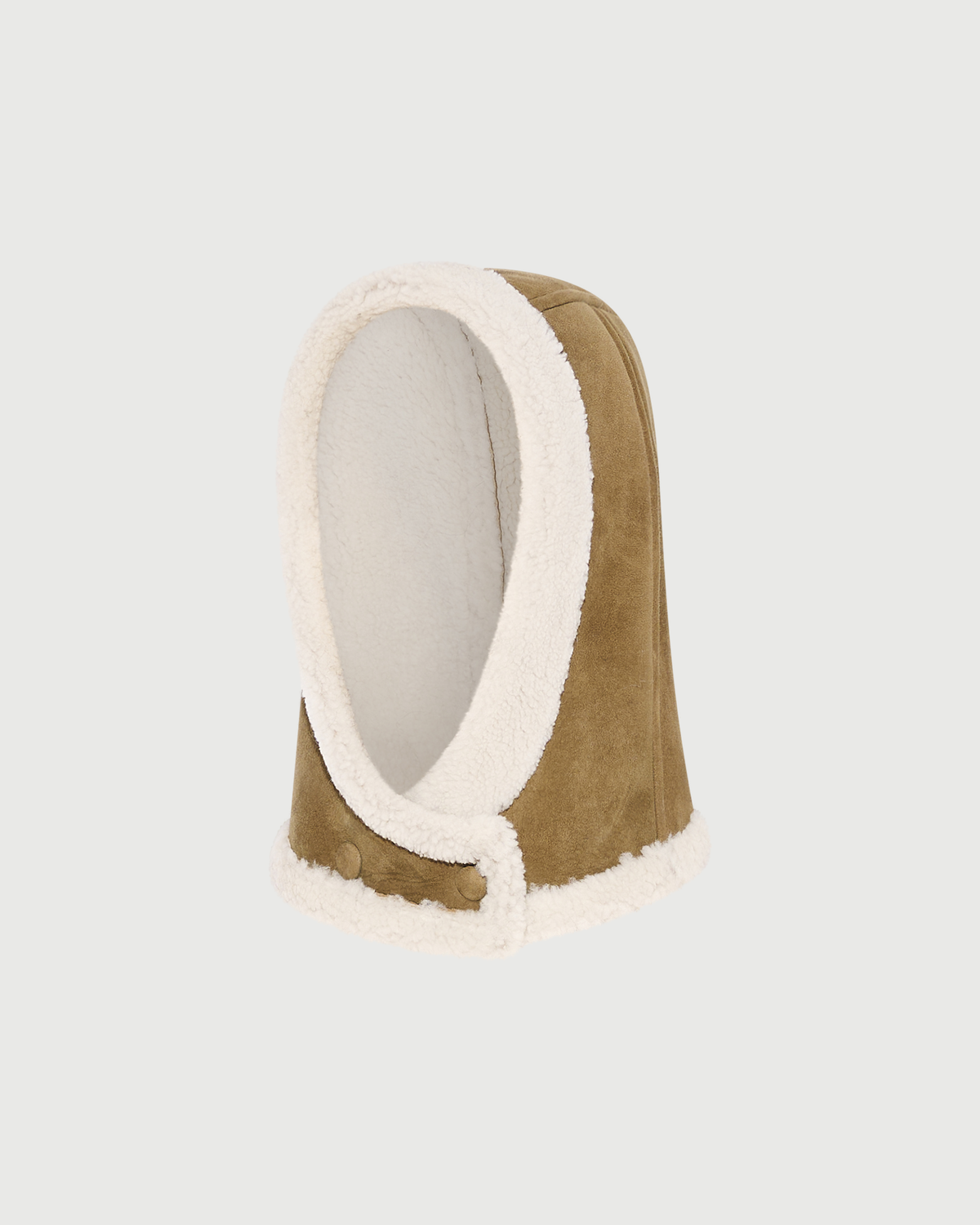 Capuche en agneau Mérinos bouclé et cuir- Yves Salomon - Nouvelle collection Automne Hiver