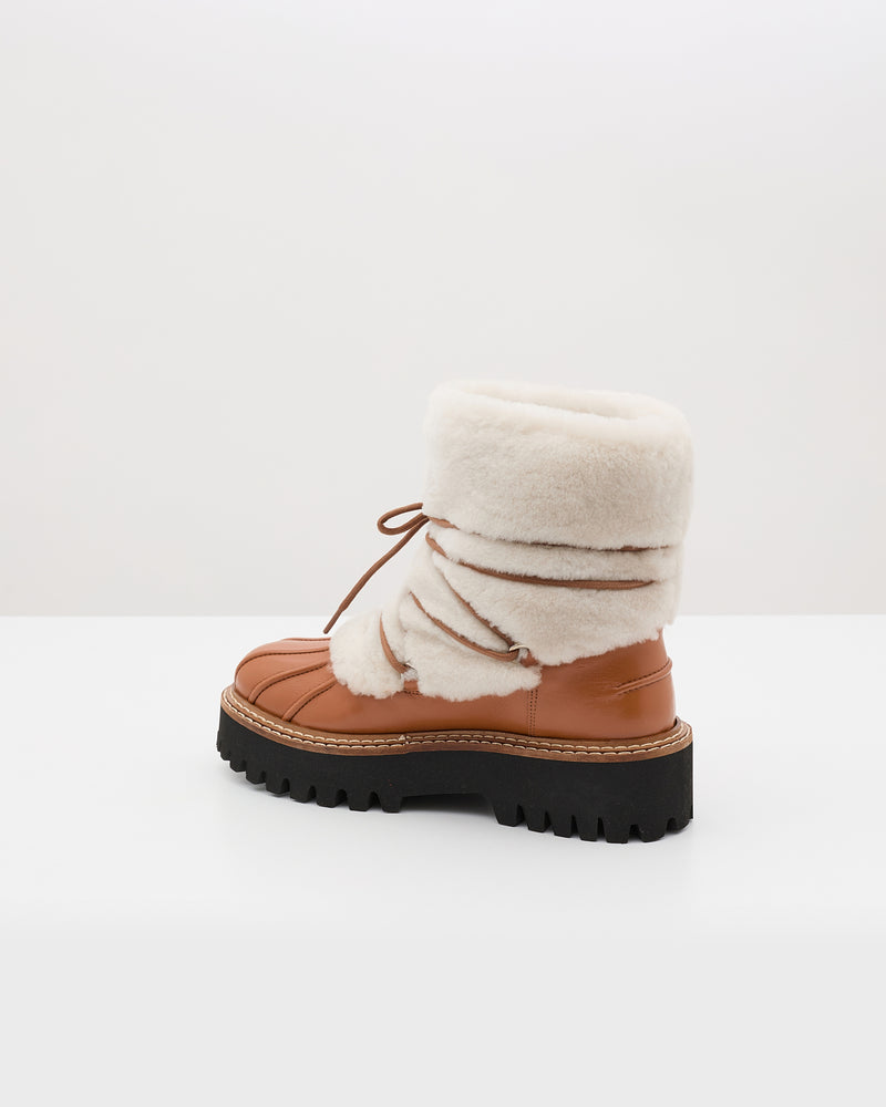 Lace-up mid-length boots in ironed Merino - Yves Salomon Mountain - Ski