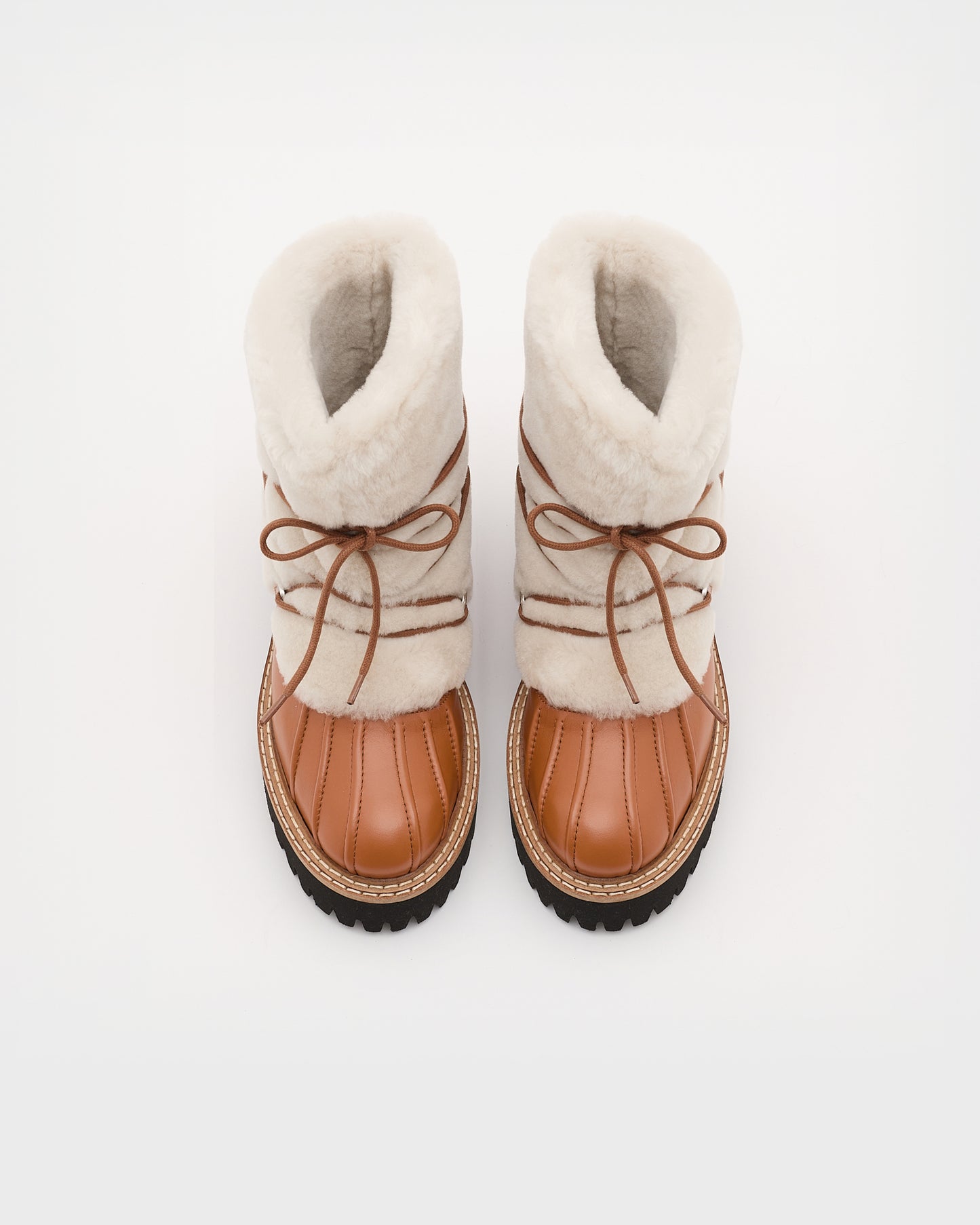 Lace-up mid-length boots in ironed Merino - Yves Salomon Mountain - Ski