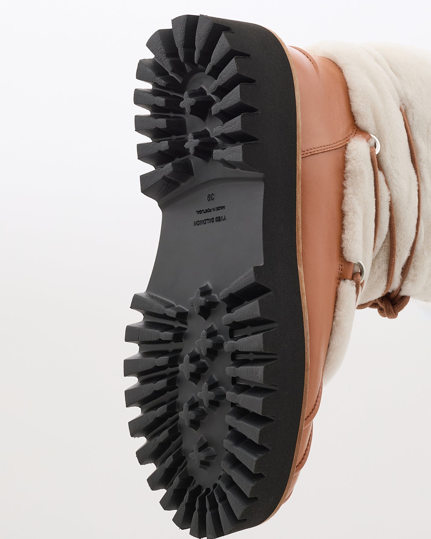 Lace-up mid-length boots in ironed Merino - Yves Salomon Mountain - Ski