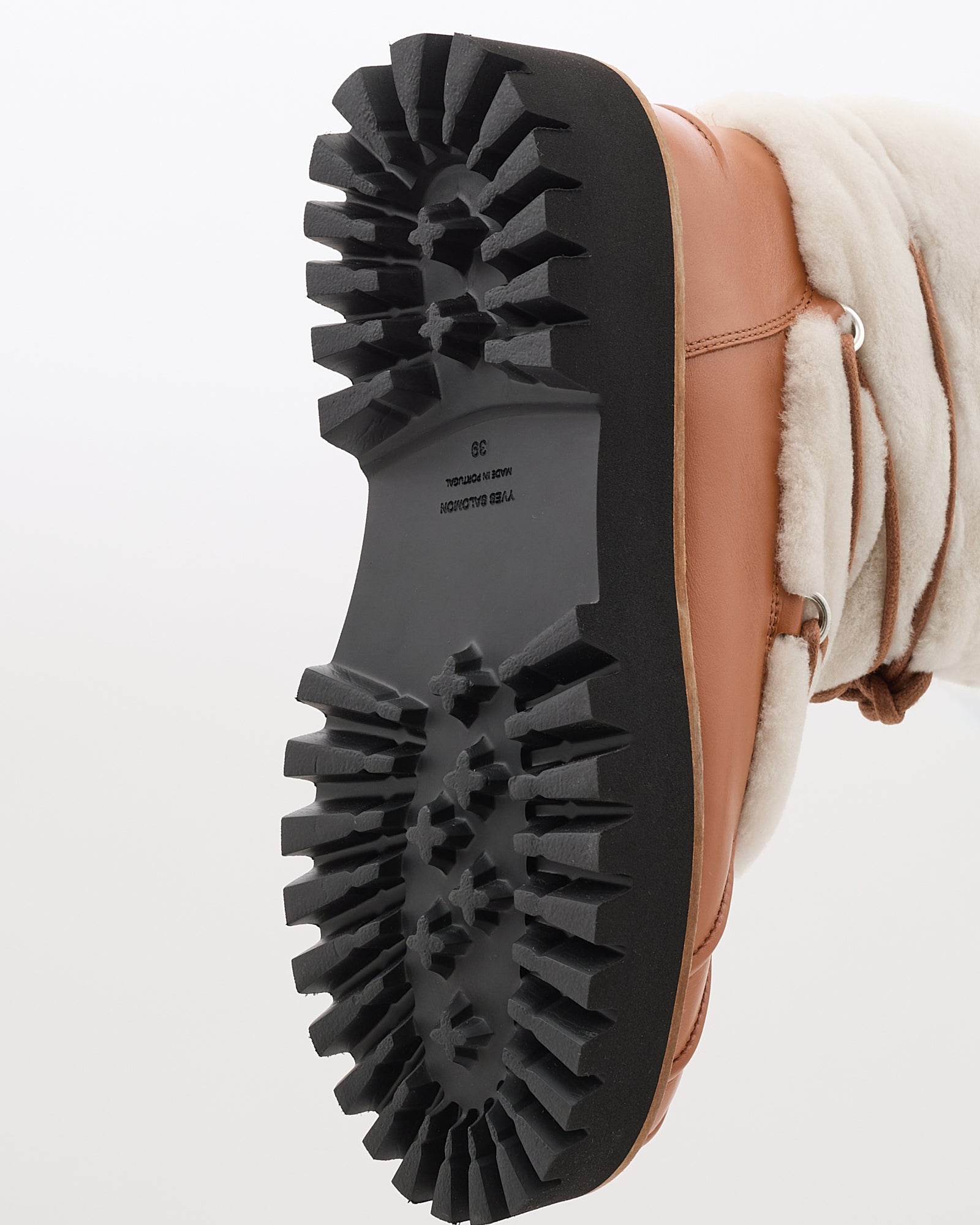 Lace-up mid-length boots in ironed Merino - Yves Salomon Mountain - Ski