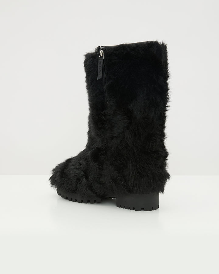 Bottes hautes en peau lainée d'agneau de Toscane raide -Yves Salomon