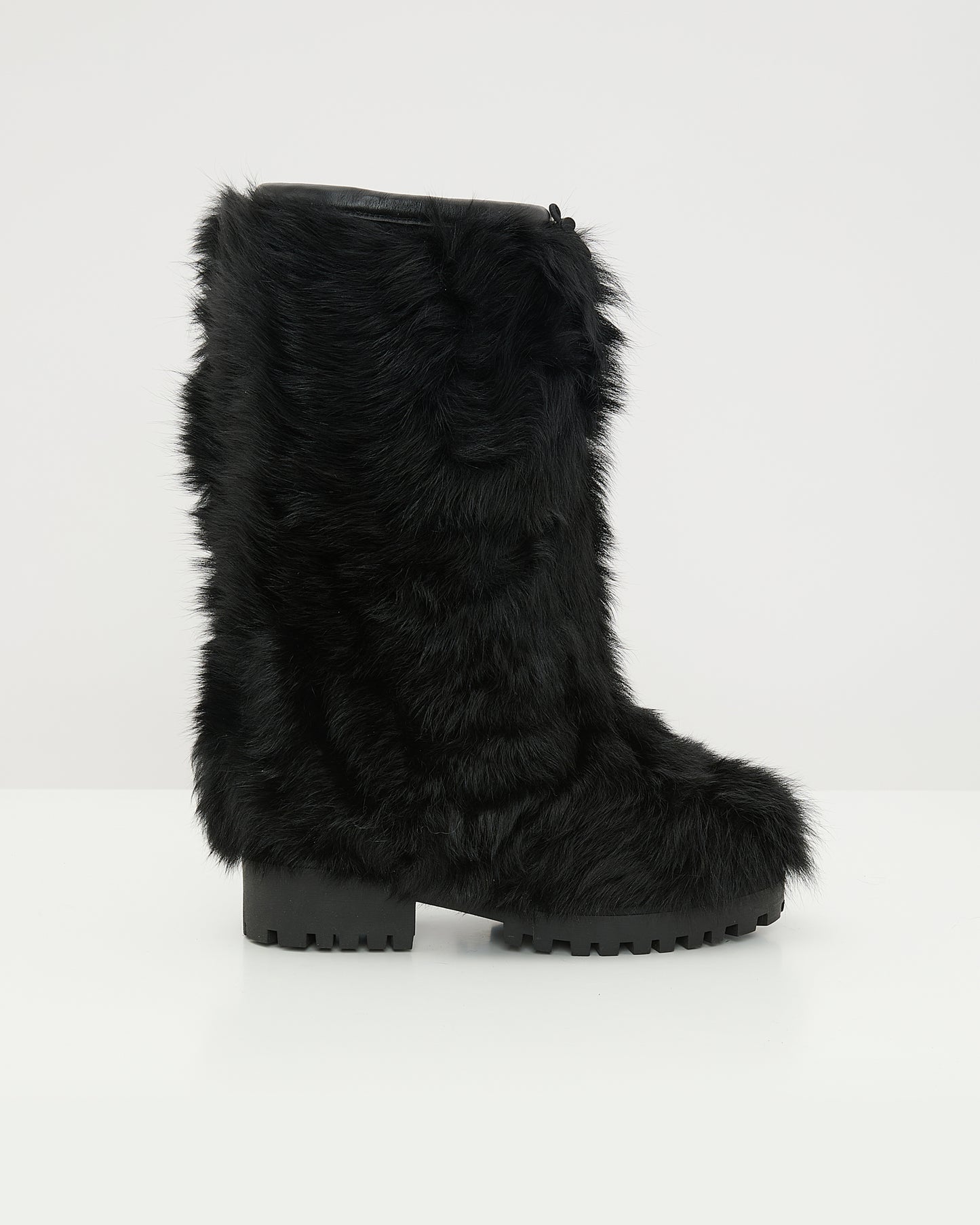 Bottes hautes en peau lainée d'agneau de Toscane raide -Yves Salomon