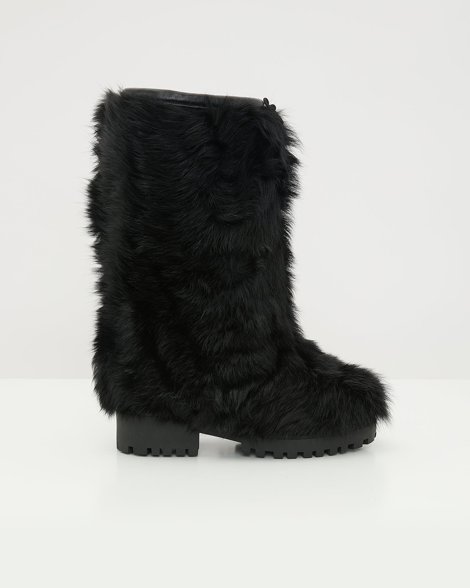 Bottes hautes en peau lainée d'agneau de Toscane raide -Yves Salomon