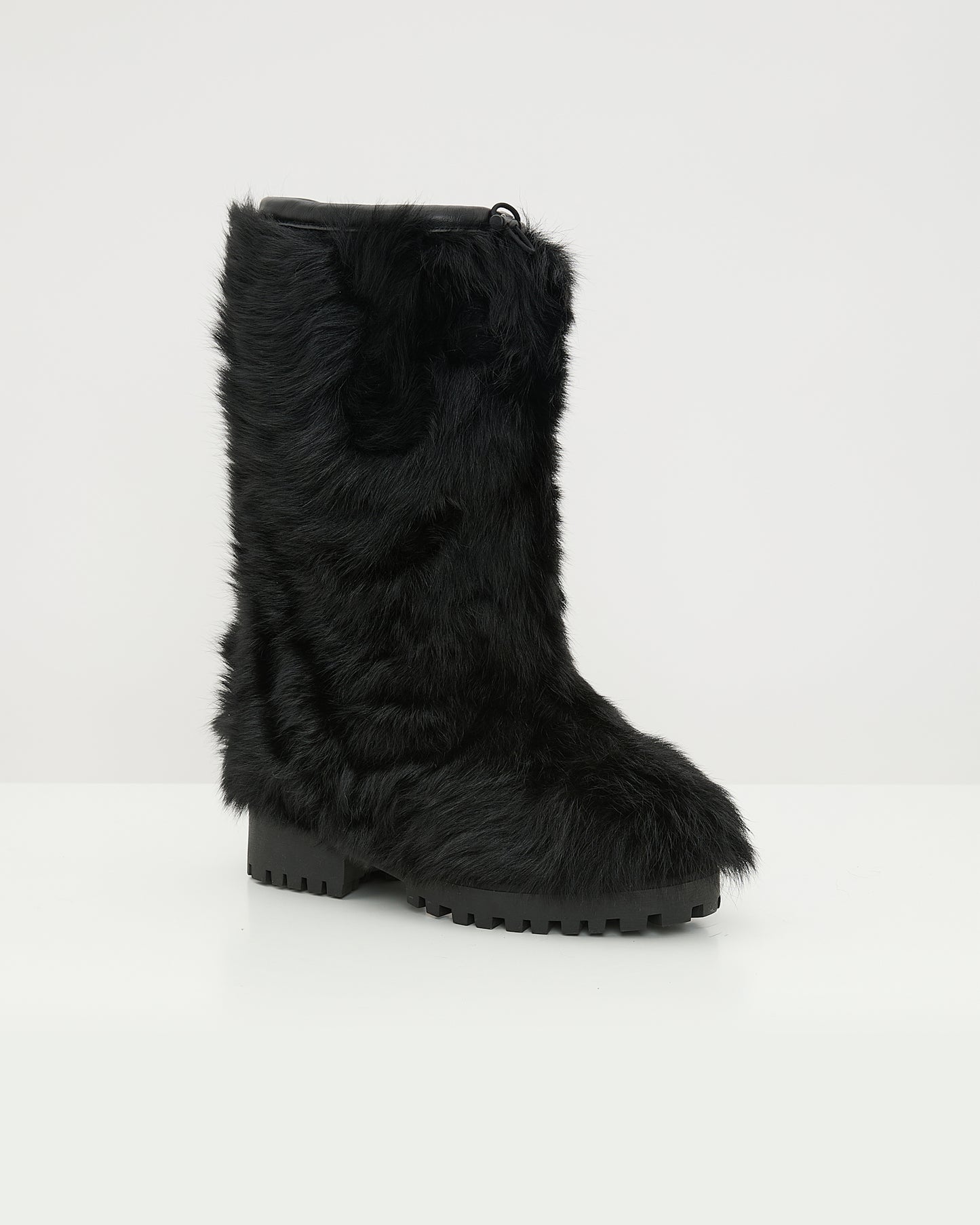 Bottes hautes en peau lainée d'agneau de Toscane raide -Yves Salomon