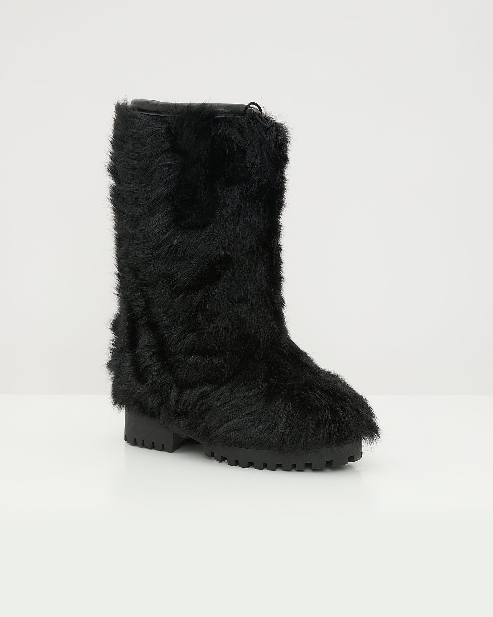 Bottes hautes en peau lainée d'agneau de Toscane raide -Yves Salomon