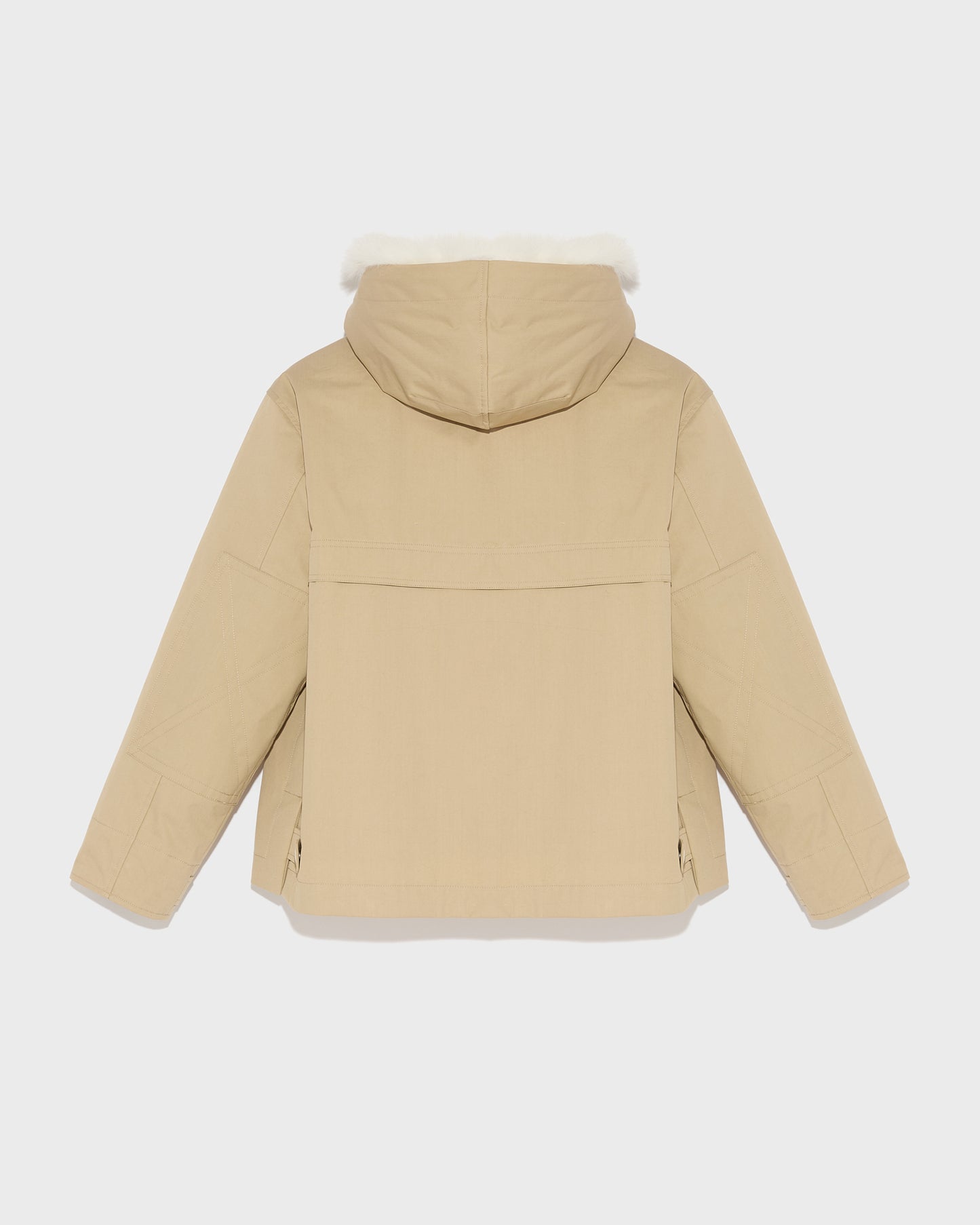 Parka courte en coton mélangé imperméable avec fourrure de renard et lapin