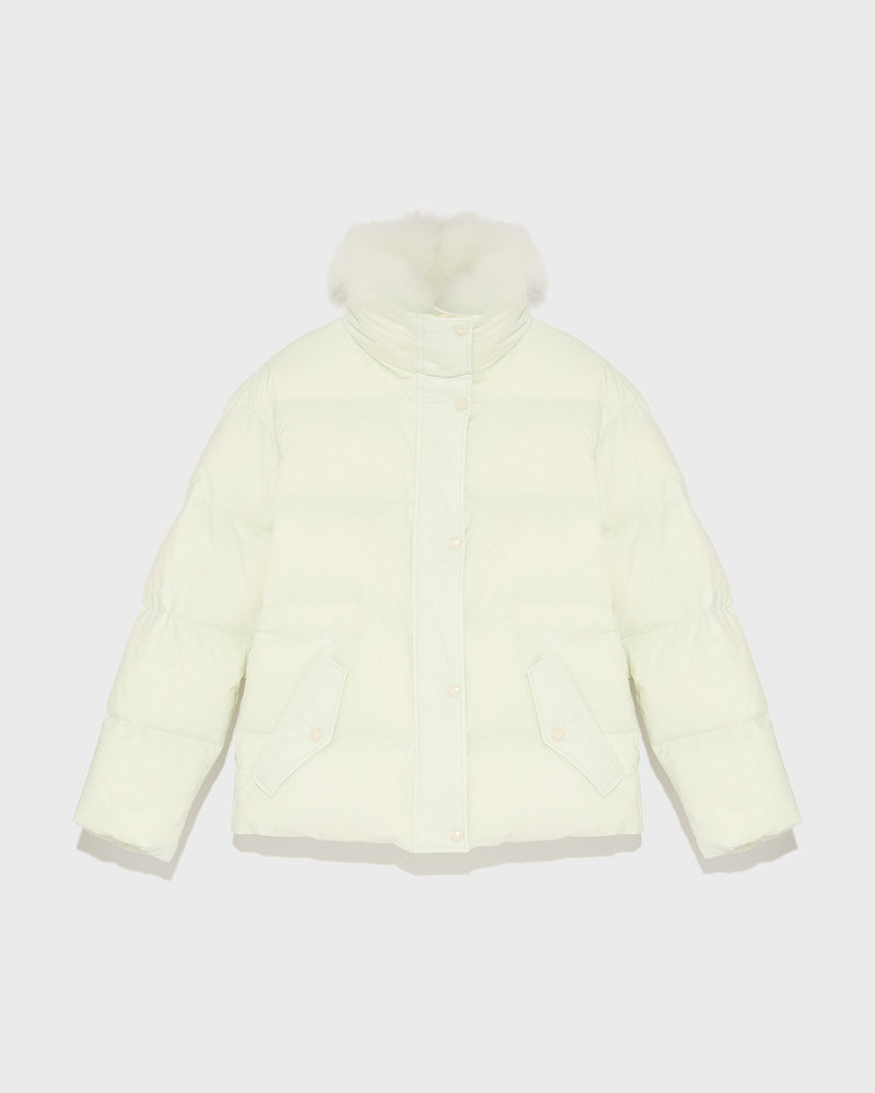 Veste doudoune en agneau à laine vaporeuse-Yves Salomon - Soldes d'hiver - Winter Sale