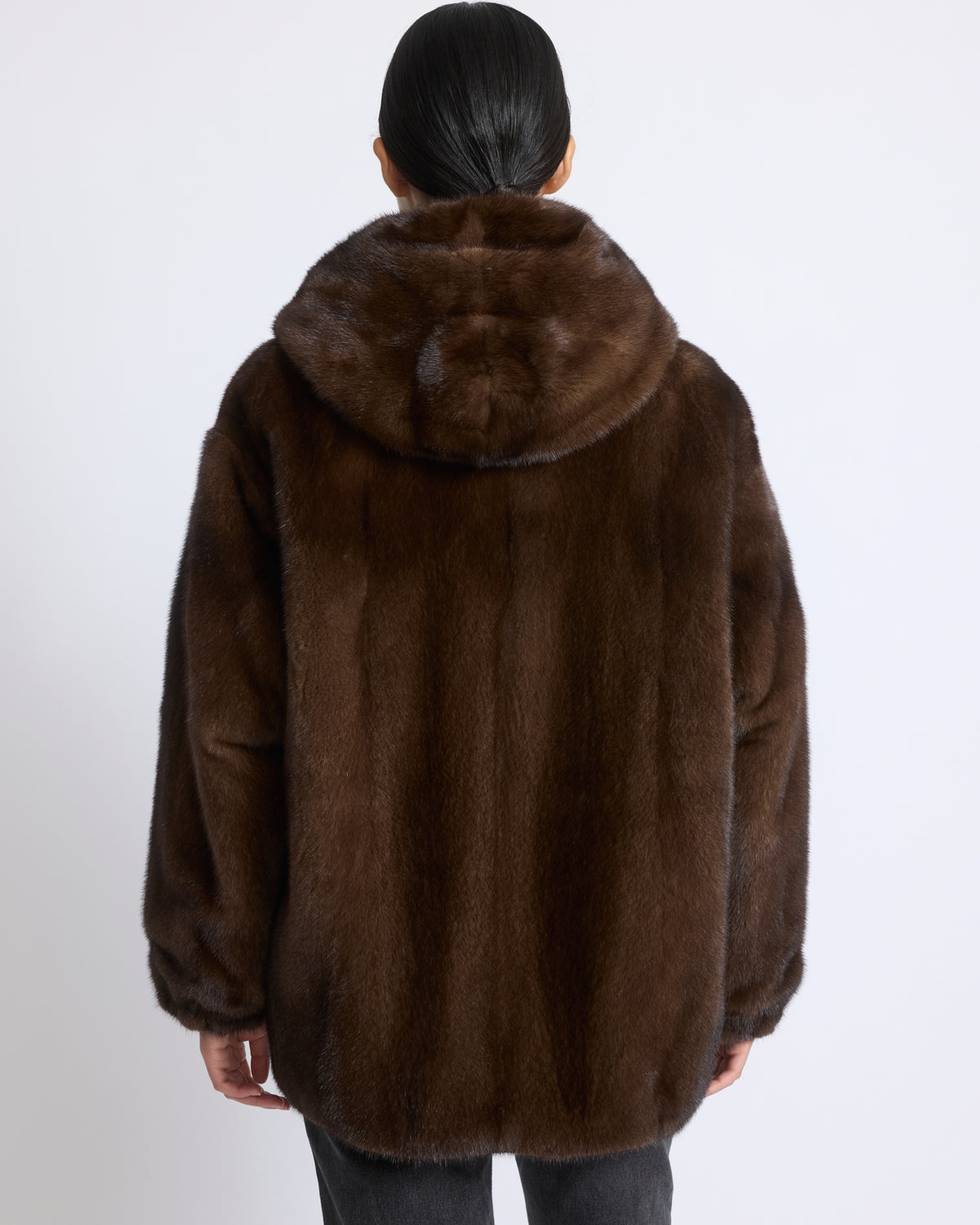 Sweat à capuche en tissu technique réversible avec fourrure de vison - Yves Salomon - Nouvelle collection Automne Hiver