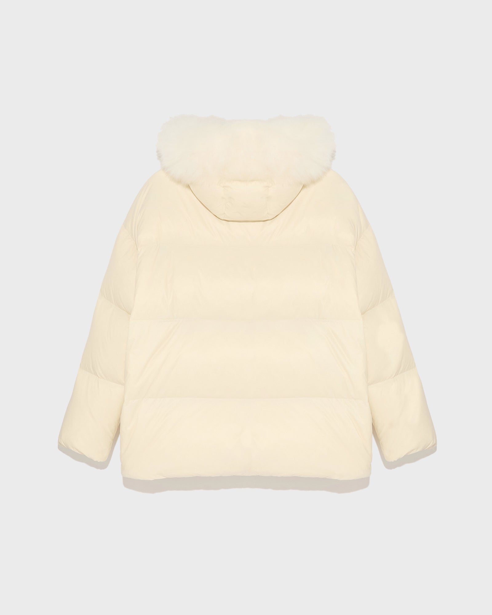 Doudoune à capuche en agneau à laine vaporeuse-Yves Salomon - Soldes d'hiver - Winter Sale