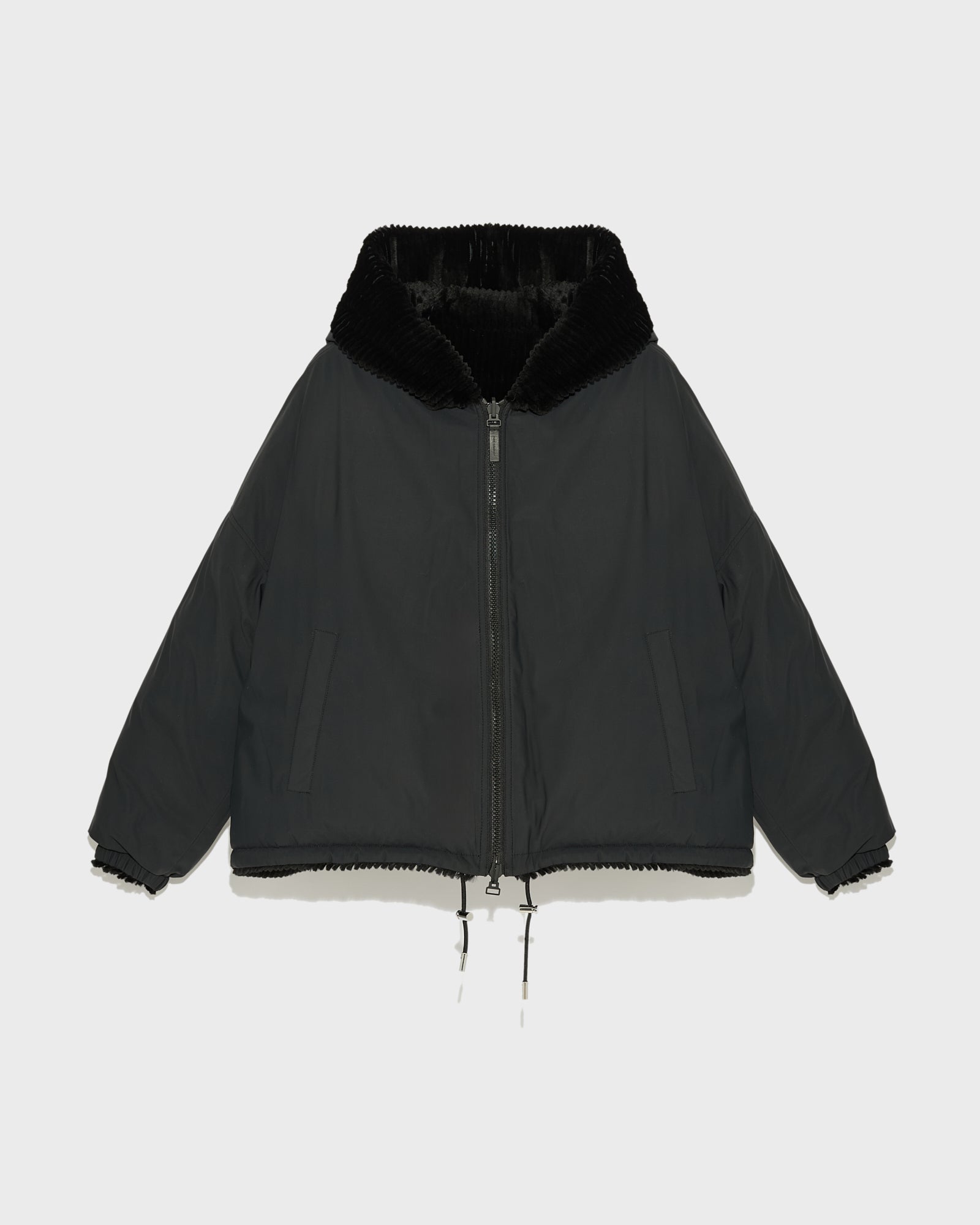 Hooded reversible down jacket with Rex black Yves Salomon