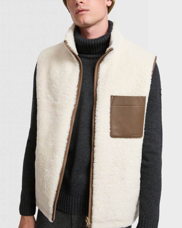 yves salomon Gilet fleece en peau lainée réversible