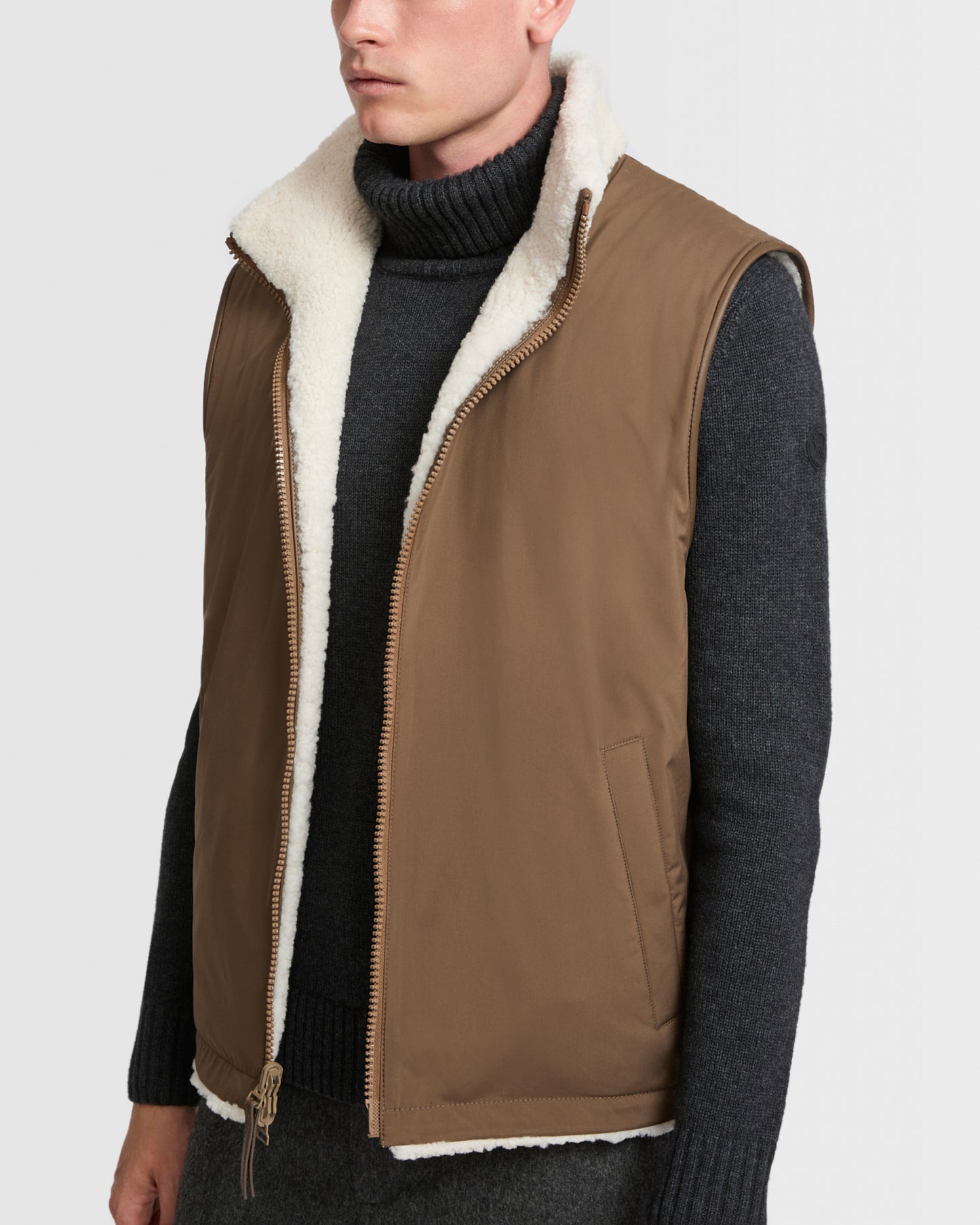Gilet fleece en peau lainée réversible